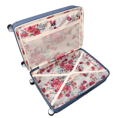 Jessica Simpson Countryside 2-Piece Set (21" & 30") Expandable 8-Wheel Spinner Large Checked Luggage Suitcase, Oceanview - color: Oceanview, size: 2-Piece Set
