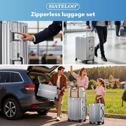 Zipperless Luggage, 20 Inch Carry-On Suitcase - color: Silver, size: TSA 20-inch