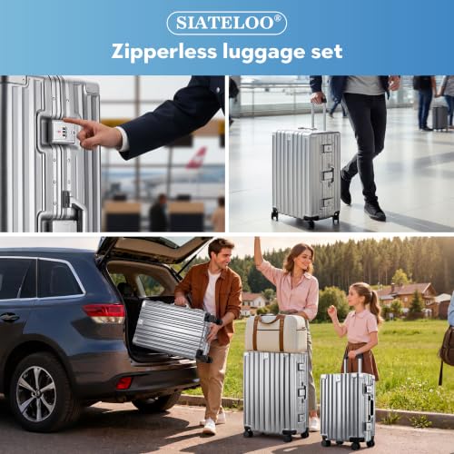 Zipperless Luggage, 20 Inch Carry-On Suitcase - color: Silver, size: TSA 20-inch