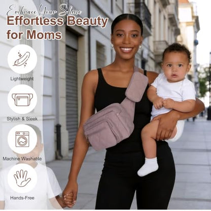Rexmore Puffer Quilted Diaper Fanny Pack, Crossbody Mom Purse, Khaki - color: Khaki