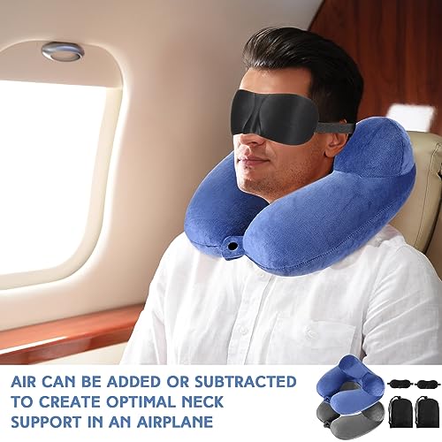 Sintuff 2 Pack Inflatable Travel Neck Pillow for Airplanes - color: Gray and Blue
