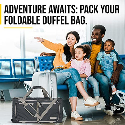 LEGEND 80L Foldable Duffle Bag With Shoe Compartment - Dark Gray - color: Dark Gray, size: 80L
