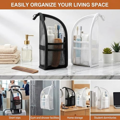 Standing Toiletry Bag,Portable Foldable Hanging Travel Organizer with Zipper and Loop,Mesh Large Capacity Cosmetic Waterproof Bag for Bathroom,Suitcase Packing,Toiletries,Makeup,Skincare (1PC-Black) - color: 1PC-Black