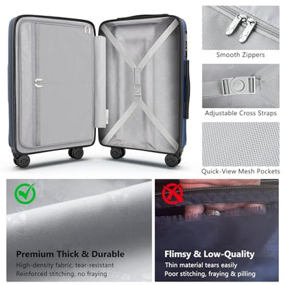 24 Inch Medium Checked Luggage, PC Hardshell Suitcase, Blue - color: 1-Blue, size: Checked-Medium 24-Inch