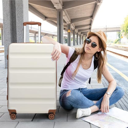 Kono 24 Inch Expandable Hardshell Luggage with Spinner Wheels White - color: White, size: Checked-Medium 24 Inch