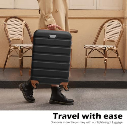 Coolife 수하물 세트, 3피스 가볍고 내구성이 뛰어난 하드쉘 - color: 살구 흰색.