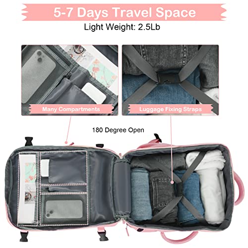 Hanples Travel Backpack for Women, 17 Inch Waterproof Laptop Backpack - color: Pink
