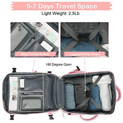 Hanples Travel Backpack for Women, 17 Inch Waterproof Laptop Backpack - color: Pink