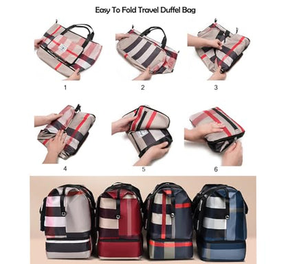 NWLR Foldable Travel Duffel Bag with Shoe Compartment Carry-On Bag B-Black - color: B-Black