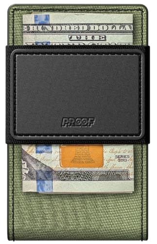 PROOF Slim Minimalist Wallets for Men | Leather & Metal | RFID Wallet - color: Olive Drab Green