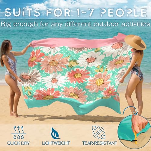 Beach Blanket Waterproof Sandproof 78''X81''/78''X110'' Large Beach Towel - color: Flowers, size: 78''X110"