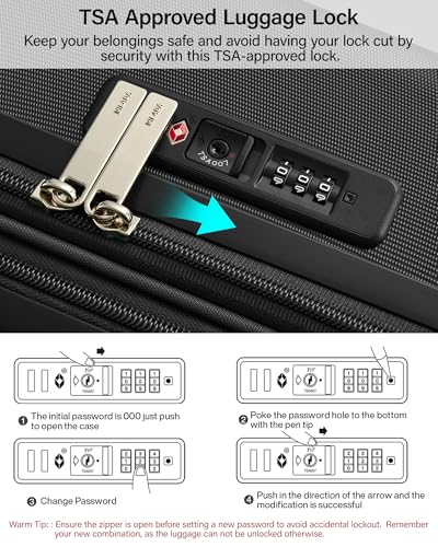 MILADA 24-Inch Hardside Expandable Medium Checked Luggage Suitcase, Black - color: Jet Black, size: Checked Medium 24 inch