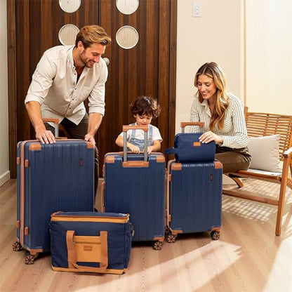 Cobens Luggage Sets 5 Piece, Suitcases with Wheels, TSA Lock, 20/24/28 Inch - color: Blue