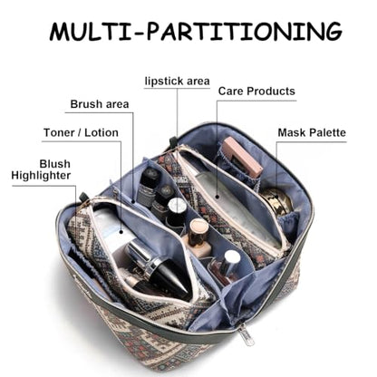 BOYATU Travel Makeup Bag Organizer: Boho Large Capacity Cosmetic Bag Sets - color: 11-Midnight Blue