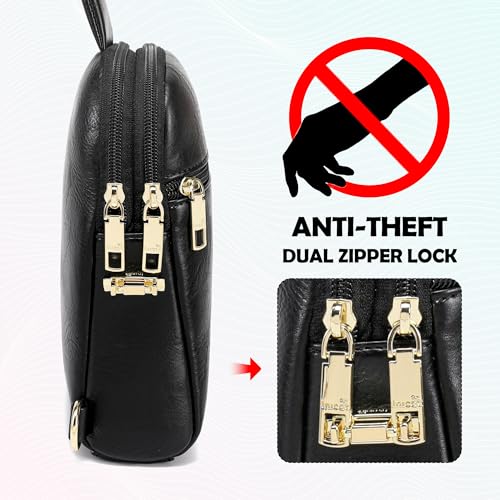 INICAT Small Anti Theft Crossbody Bag for Women,Sling Purse - color: Rich Black Antitheft, size: Large