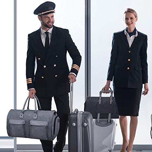 Travel Garment Bag,45L convertible garment bag carry on for hanging clothes - color: Grey Heather