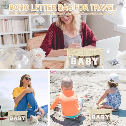 Cute Boho Patch Baby Bag Clear Makeup Letter Bag, Waterproof Zipper Make up Bags Toiletry Pouch for Women Girls, Clear Letter Patch Cosmetic Bags Transparent Organizer Pouch for Travel(Baby, Beige) - color: Baby-Beige