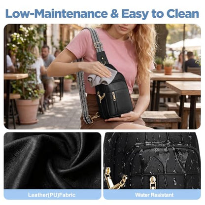 Anti Theft Crossbody Bags for Women RFID Sling Purse Travel - color: Black