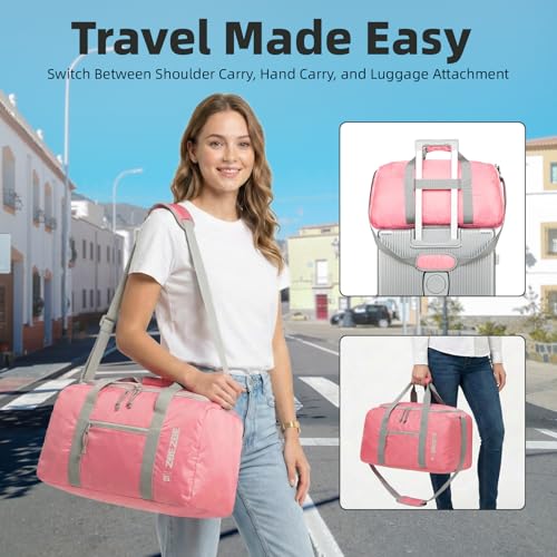 Foldable Travel Bag 85L, Extra Large Duffel for Camping & Trips - color: pink, size: 85L