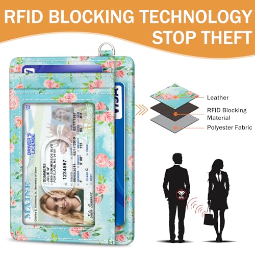 Yonlevres Credit Card Holder Slim RFID Wallet Women Small Butterfly Travel - color: Butterfly Flower