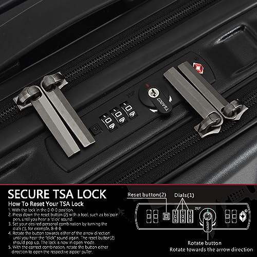 TydeCkare 16" Carry on Luggage with 2 Laptop Compartments Airline Approved - color: Black