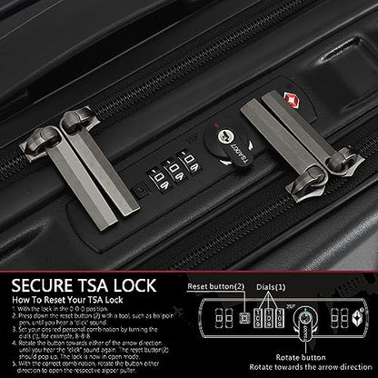 TydeCkare 16" Carry on Luggage with 2 Laptop Compartments Airline Approved - color: Black