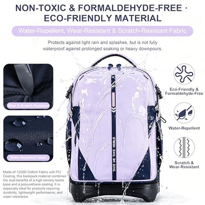 NEW TILAMI 18 Inch Expandable Rolling Backpack Stair-Climbing for School - color: Purple
