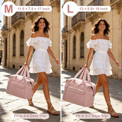 Pritent Travel Duffle Bag, Weekender Overnight Personal Item Carry On Bag - color: Pink, size: Medium