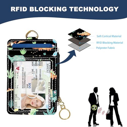 슬림 지갑 신용 카드 홀더, RFID 지갑 여성용 귀여운 소형 전면 포켓 지갑, 지퍼 포함, PU 가죽 얇은 여행용 RFID 차단 카드 케이스 ID 창, 여성용 선물, 공룡. - color: 공룡.