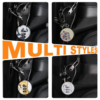 Small Combination Lock for Luggage, Gym Locker, Backpack Bag Zipper, Mini Combo Lock with Code, 5.12 Inch Steel Cable Padlock for Travel Suitcase (4-Mult, Gentle) - color: Mult, Gentle, 4-Pack