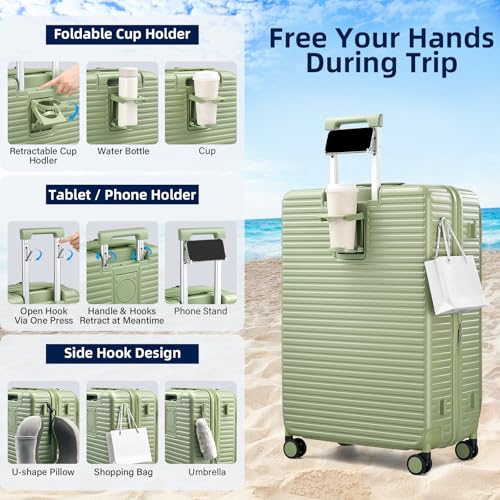 HanTrip 20"/28" Top Opening Luggage Sets 2 Piece Hard Shell Suitcase, Green - color: Bamboo Green, size: Expandable 2-Piece Set(20/28)