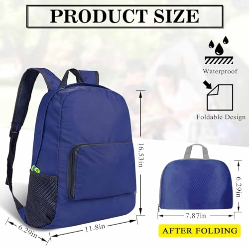Foldable Backpack Travel Collapsible Backpacks Lightweight Packable Backpacks Men Women Foldable Day Pack for Travel, Hiking, Walking, Cycling, Camping (Navy Blue) - color: Navy Blue