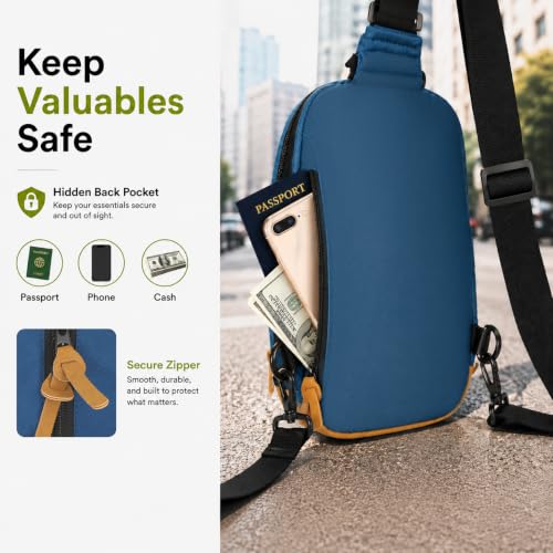 Sling Bag Crossbody Shoulder Bag for Men Women,Waterproof Lightweight Casual Daypack with Multi-Pockets - color: Blue