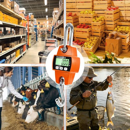 Digital Hanging Scale, 1100lb/500kg Handheld Crane Scale - color: Orange-1100lb