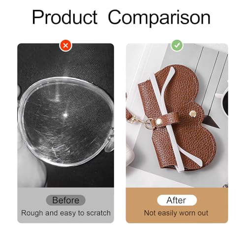 3 Pcs Soft Leather Sunglasses Bag, Soft Leather Sunglasses Bag with Strap, Portable Glasses Case Holder Sunglasses Pouch - color: Black+orange+brown