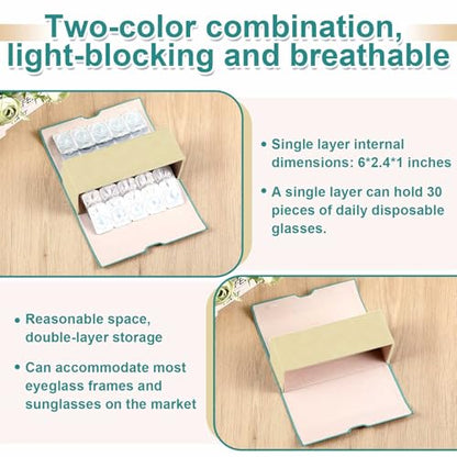 Flutesan 2 in 1 Daily Contact Lens and Glasses Organizer Case, Green - color: Green
