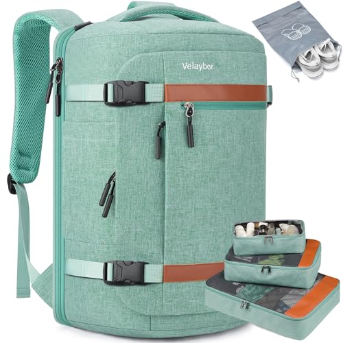 42L Carry On Travel Backpack With 4 Packing Cubes, TSA Friendly - color: Green
