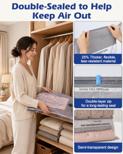 Fantictas Vacuum Storage Bags for Clothes, 18 Pack with Electric Pump - size: 18 Combo