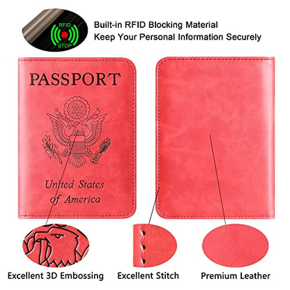 LOHASLIFE Passport Holder for Travel, Rfid Blocking Passport Cover Wallet - color: 116#Red