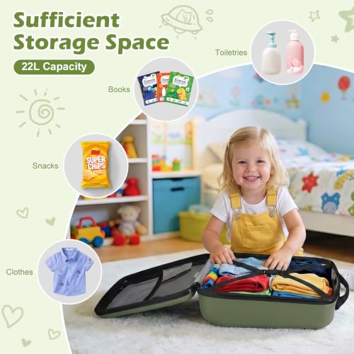 Scooter Luggage for Kids Removable & Foldable Ride on Suitcase-Green - color: Olive Green