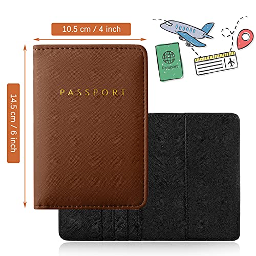 Frienda 2 Pcs Passport Holder Covers Waterproof Leather - color: Brown and Black