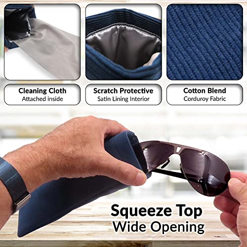Soft Sunglasses case | Large Glasses Case Holder - Eyeglass Pouch Squeeze Top | Glasses pouch Lightweight Extra Layers - color: Ct8 Blue