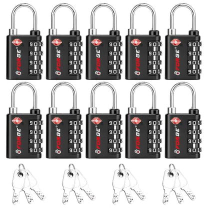 Forge Dual-Opening: Key or Combination Lock, TSA Approved Lock for Luggage, Pelican case, Travel, Gym, School, Luggage Combination Lock, Travel Bag Lock (Black 10 Pk) - color: Black 10 Pack