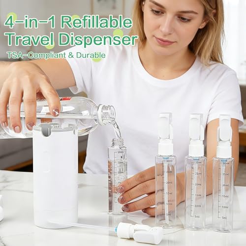 4-in-1 Travel Dispenser Bottle, TSA Approved Leakproof Set | 4-in-1 rotatable Design, Leakproof Hard Shell, 4x30ml/1oz Liquid containers, Portable Organizer Conditioner Lotion Cream Vacation - color: White