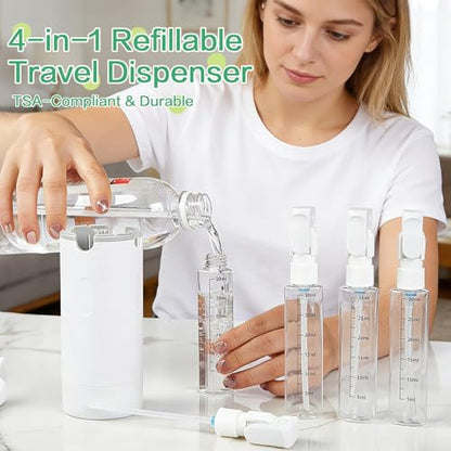 4-in-1 Travel Dispenser Bottle, TSA Approved Leakproof Set | 4-in-1 rotatable Design, Leakproof Hard Shell, 4x30ml/1oz Liquid containers, Portable Organizer Conditioner Lotion Cream Vacation - color: White