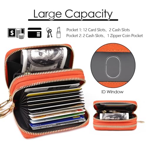 imeetu RFID Credit Card Holder, Small Card Wallet Women, Leather Card Case - color: Max - Orange, size: Max