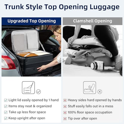 HanTrip 24 Inch Top Opening Hard Case Check in Luggage with Wheels, Black - color: Black, size: Expandable 24 Inch