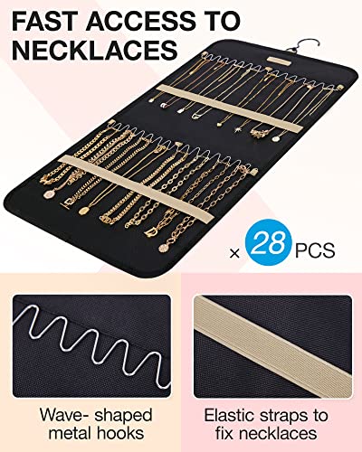 BAGSMART Hanging Jewelry Organizer Necklace/Earring/Ring 2-Sided M Black - color: Black, size: Medium