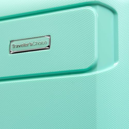 Traveler's Choice Pagosa Hardshell Expandable Luggage with Spinner Wheels, Mint, 2-Piece Set (22/27) - color: Mint, size: 2-Piece Set (22/27)
