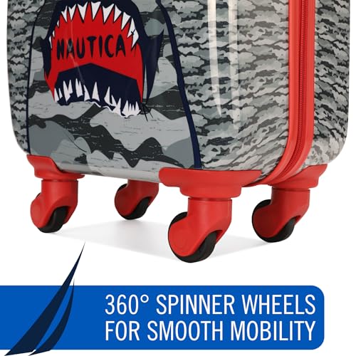 Nautica Kids 18" Hardside Carry-on Suitcase with Spinner Wheels, Shark Attack - color: Shark Attack